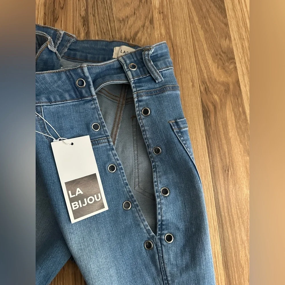La Bijou Sexy Lace Up Jeans High Rise Skinny Size Small